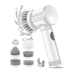 Brosse de nettoyage électrique rotative blanche sans fil avec 7 têtes